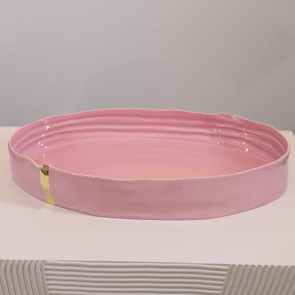 OVAL CERAMIC PLATE STRIPES